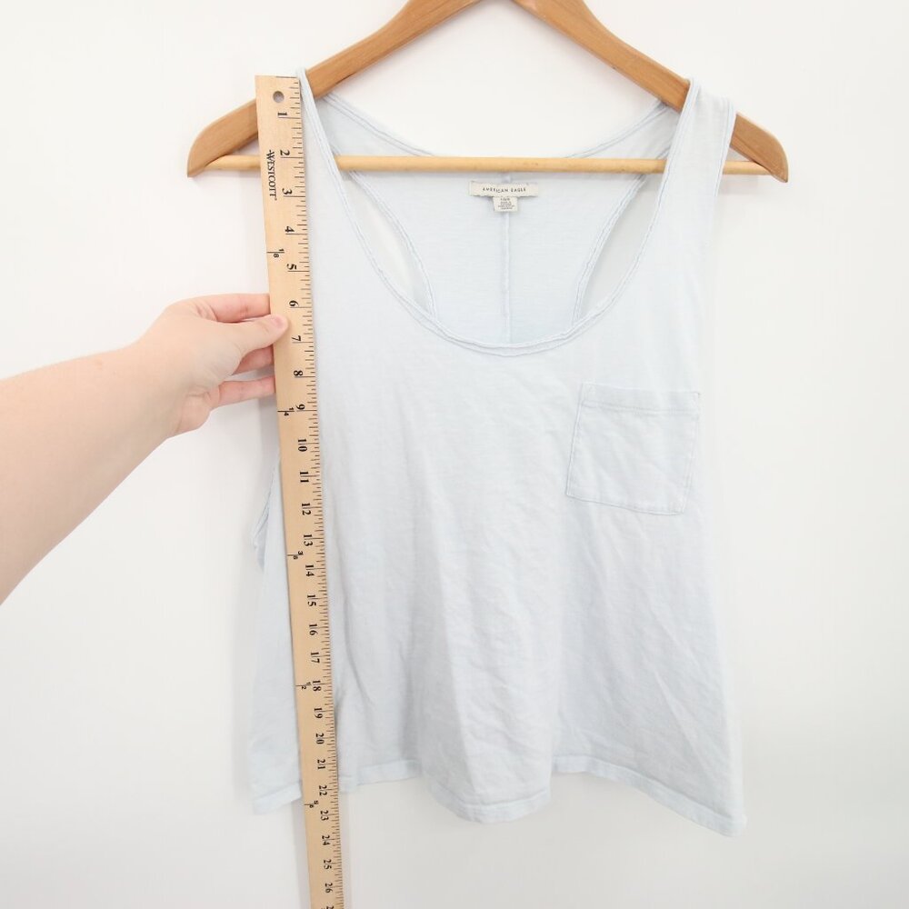 American Eagle Top Light Blue Racerback Scoop Round Neck 100% Cotton Large - Picture 5 of 8